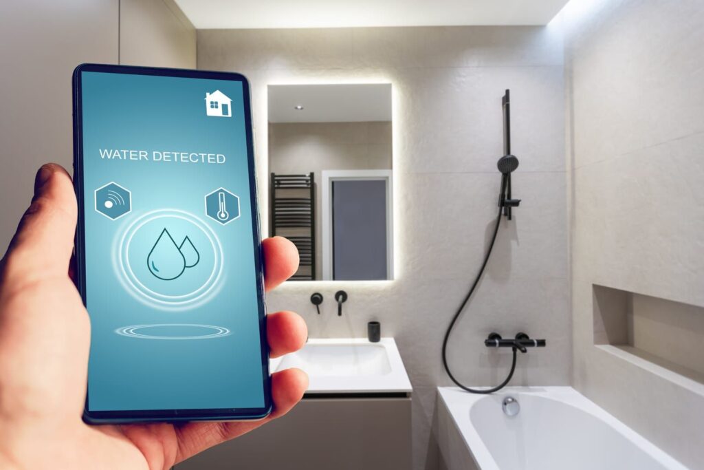 water leak sensor alert in persons cellphone